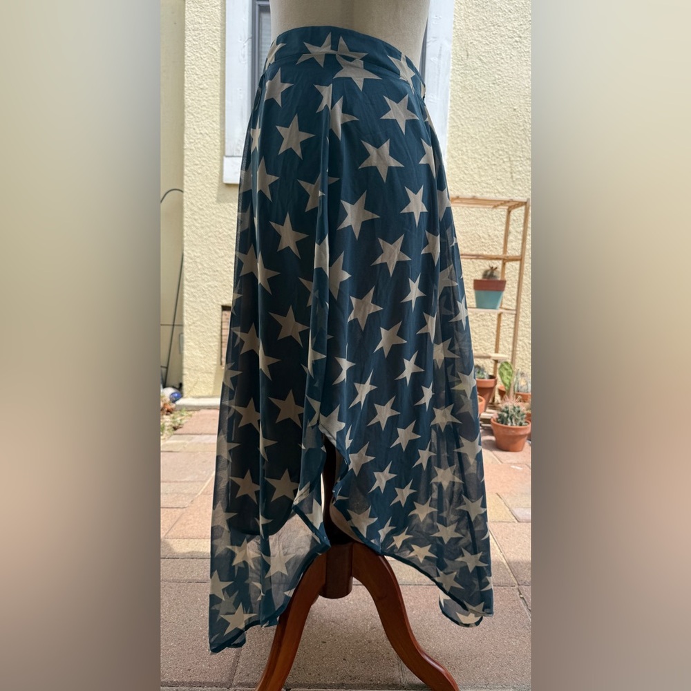 Tasha Polizzi Collection Star Blue Maxi Skirt Boho Western Flag Cowgirl - Picture 3 of 5